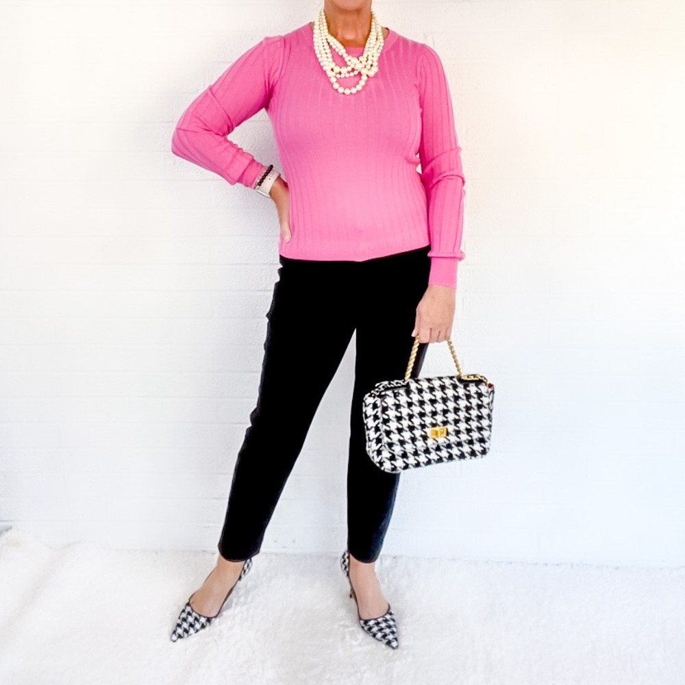 J. Crew Pink Fitted Ribbed Sweater - XS
